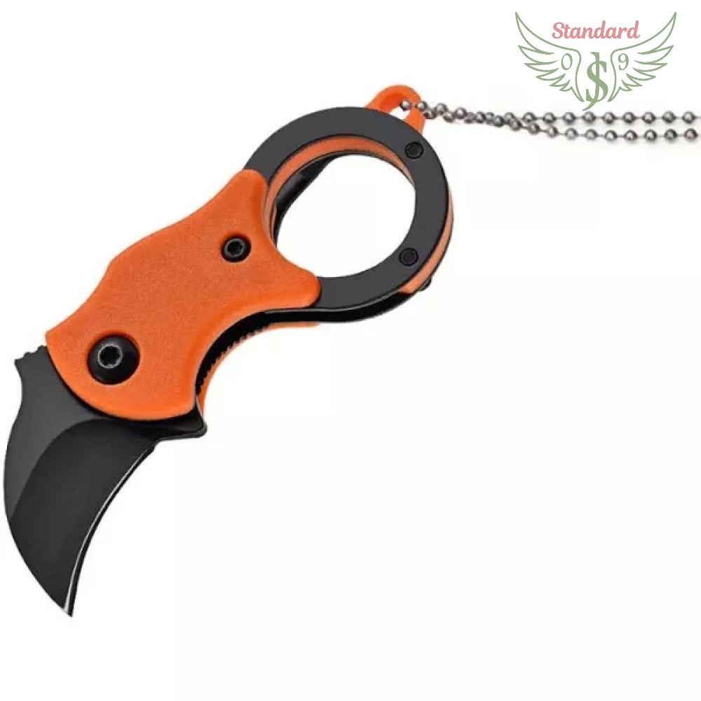 Orange Mini Pocket Knife Neck Knife Cute Box Cutter - 3.3 Inch EDC Small Folding Knife Necklace, Stocking Stuffers Gifts for Men and Women (Orange)