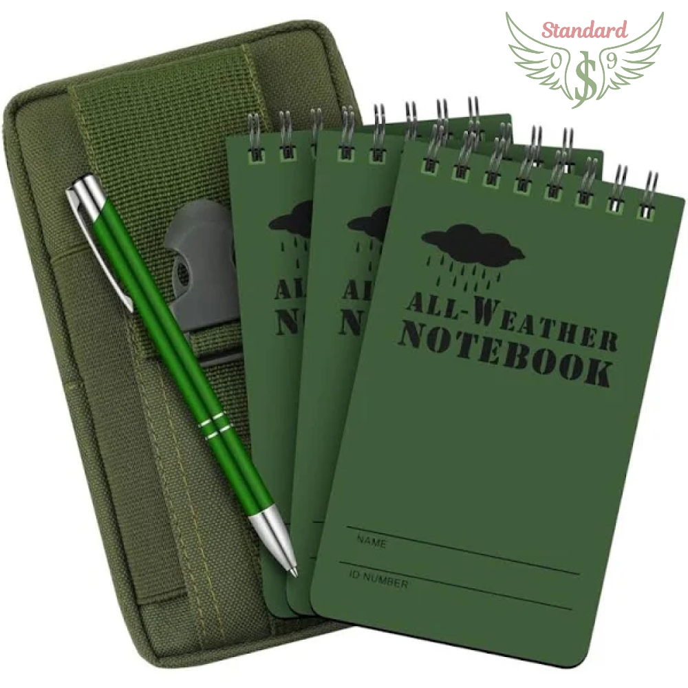 1 Pc Waterproof Notebook Tactical 3 x 5 Inch Pocket Notebook for Outdoor Activities Recording (Army Green)