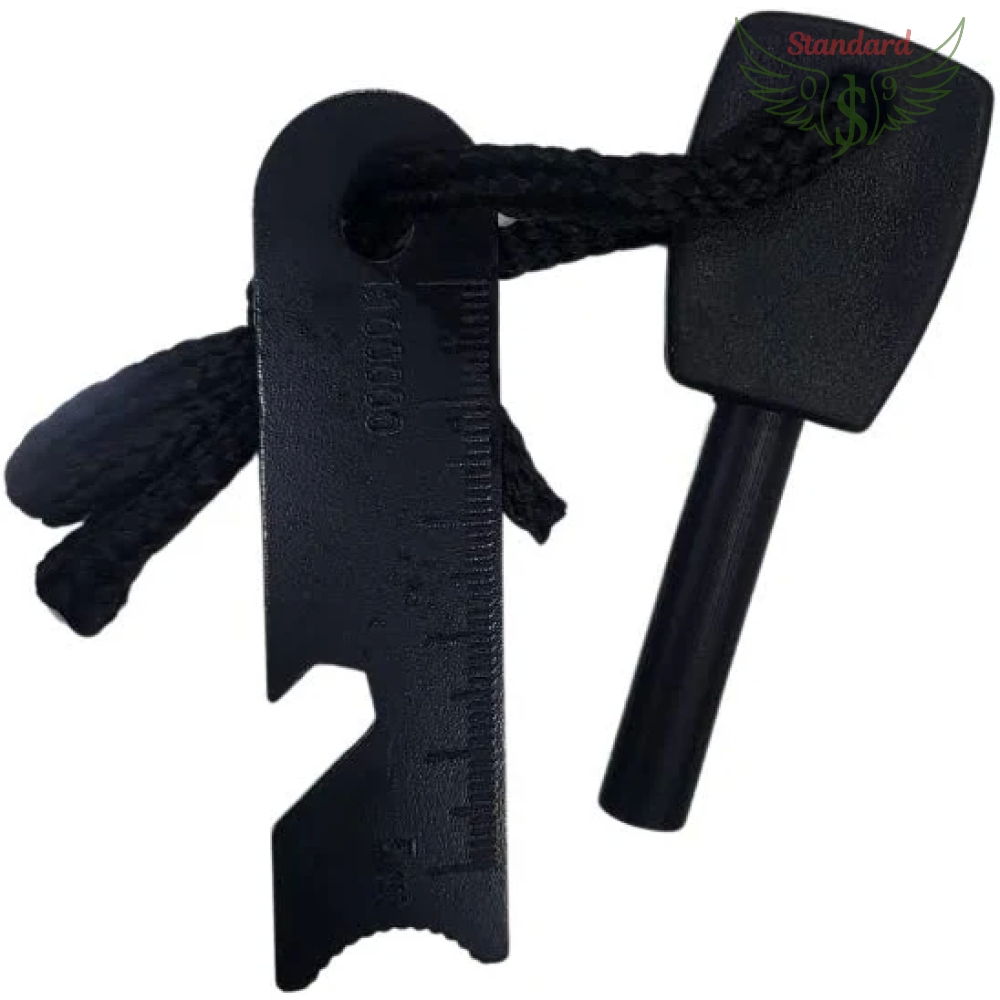 Mini Portable Fire Starter Magnesium Flint Spark Fire Tool Key Shape Magnesium Fire Starter (Black)