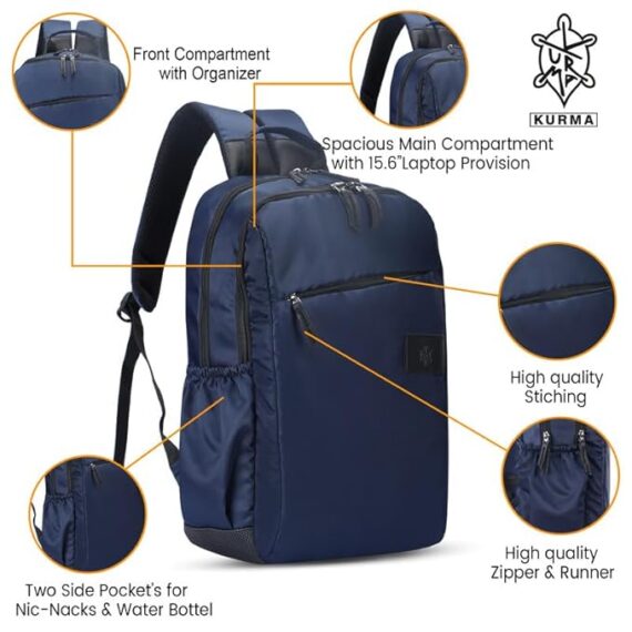 KURMA Unisex Pixel Guard 23 Liter Polyester Laptop Backpack Office/School/Travel/Business Bags for Men & Women with Bottle Pocket – fits 15 Inch Laptop (KBPU11-0224 - Image 3
