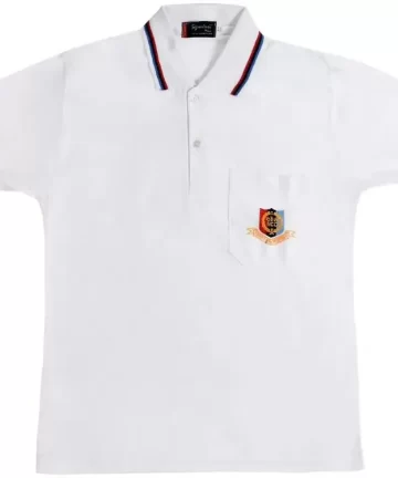 NCC-Men Printed Polo Neck Cotton Blend White T-Shirt