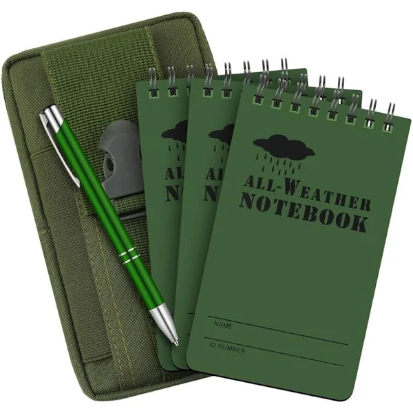 1 Pc Waterproof Notebook Tactical 3 x 5 Inch Pocket Notebook for Outdoor Activities Recording (Army Green)